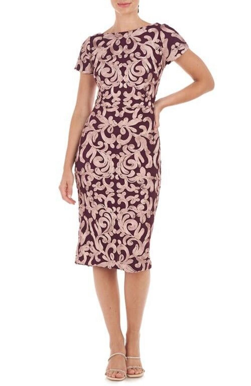 Js Collections Women's Brielle Soutache Sheath Dress - Plum Rose Gold Size 4